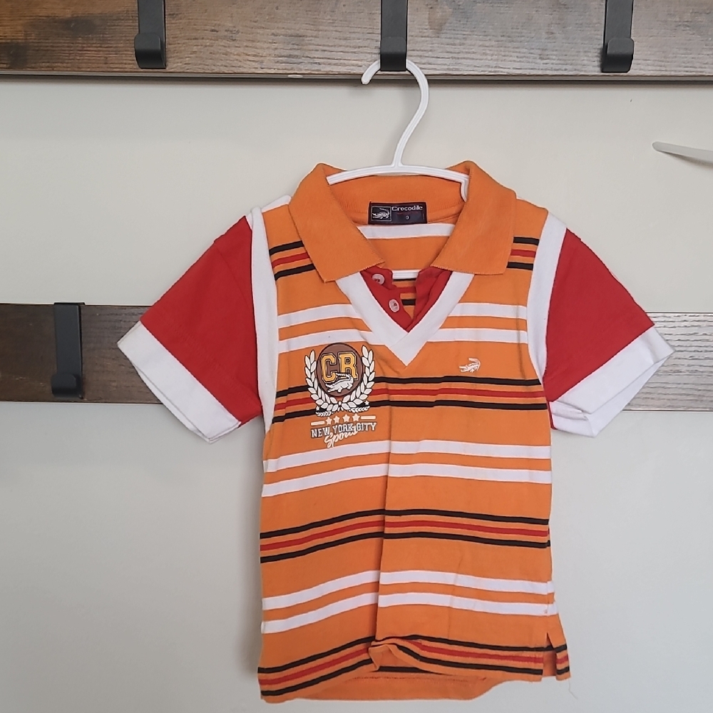 Vibrant Orange and Red Striped Polo Shirt (🛍 Bundle ANY 6/$36)